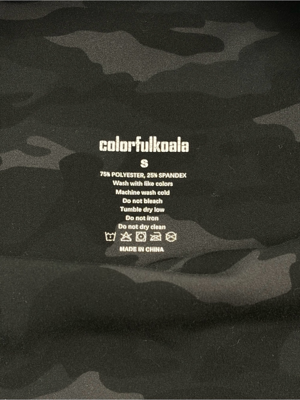 Colorfulkoala Black Dark Gray Camo High Waisted Leggings Side Pockets S - Picture 6 of 10